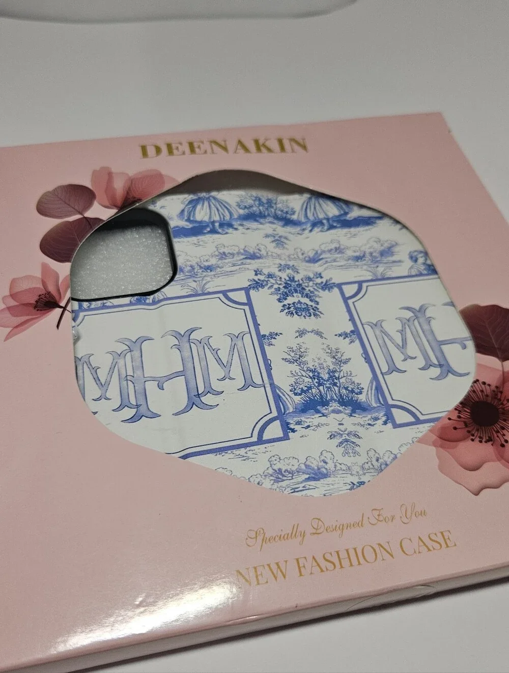 DEENAKIN iPhone 16 Pro Wallet Case Blue Toile de Jouy Pattern - NIB